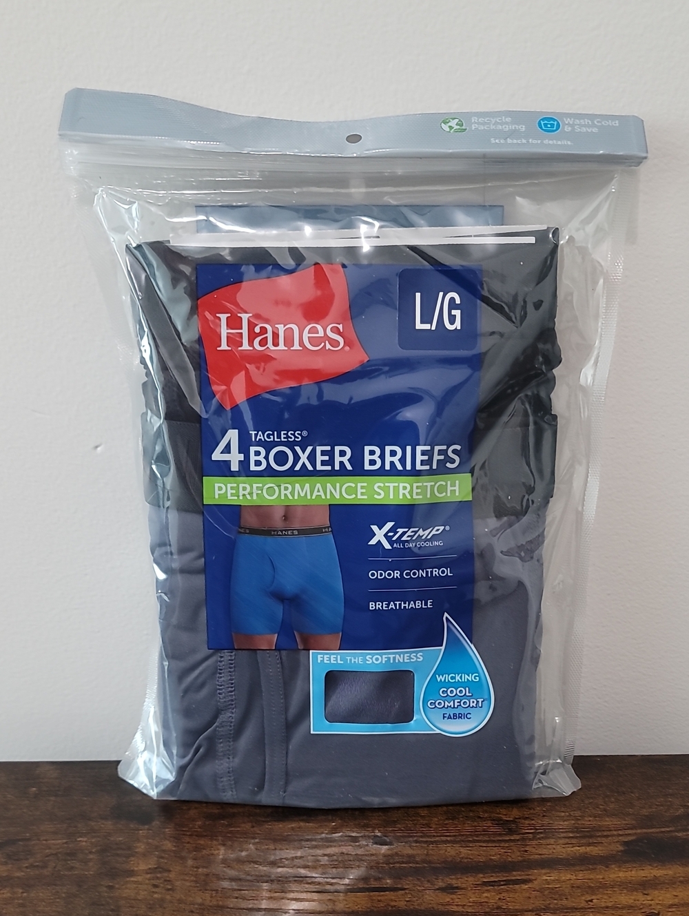 Hanes Men's 4-Pack Performance Stretch Boxer Brief Size L/G